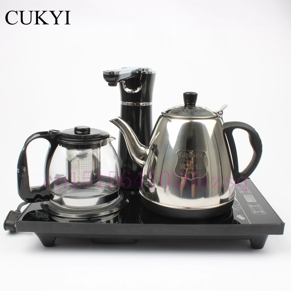 CUKYI, электрические чайники, бытовой чайник, набор, 1.0L емкость, нержавеющая сталь, безопасная функция автоматического отключения, черный