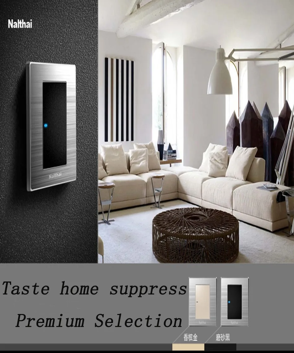 1 Gang 1 Way Luxury Led Light Switch Push Button Wall Switches 