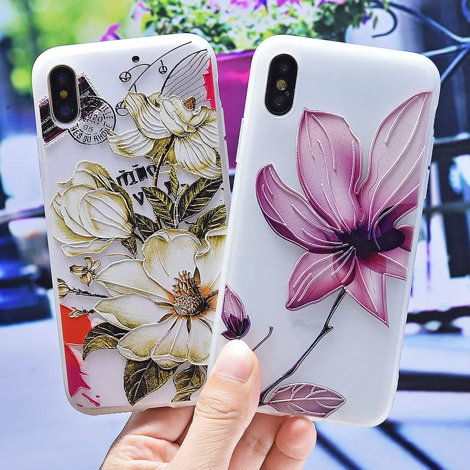 3D Silicone Relief Floral Case For iPhone XS Case For iPhone 2018 XS Plus Soft TPU Flower Matte Case Cover Phone Cases On        (18)