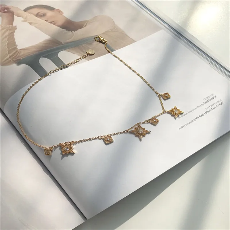MLING, винтажное медное ожерелье из циркона, ожерелье, модное, снежинка, ключ, звезда, кулон, ожерелье для женщин - Окраска металла: SP0565A-2