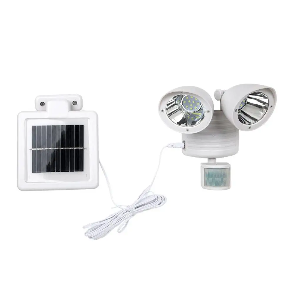 22 светодиодный PIR детектор, солнечная охранная лампа, солнечный Точечный светильник, датчик движения, прожектор, светильник, уличный светильник, для сада, двора, белый, черный - Испускаемый цвет: Белый