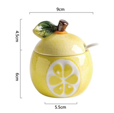 Керамическая банка для хранения в форме фруктов, Минималистичная Милая бутылка для хранения кофе, сахара, чая, органайзер, Декор для дома - Цвет: Lemon