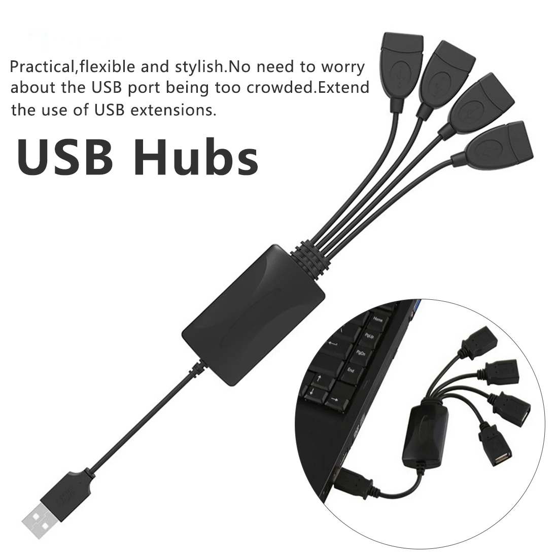 

4 Ports 4-1 High Speed USB 2.0 Hubs Laptop Mobile Phone Charging Data Cable Digital Devices for Samsung for Huawei