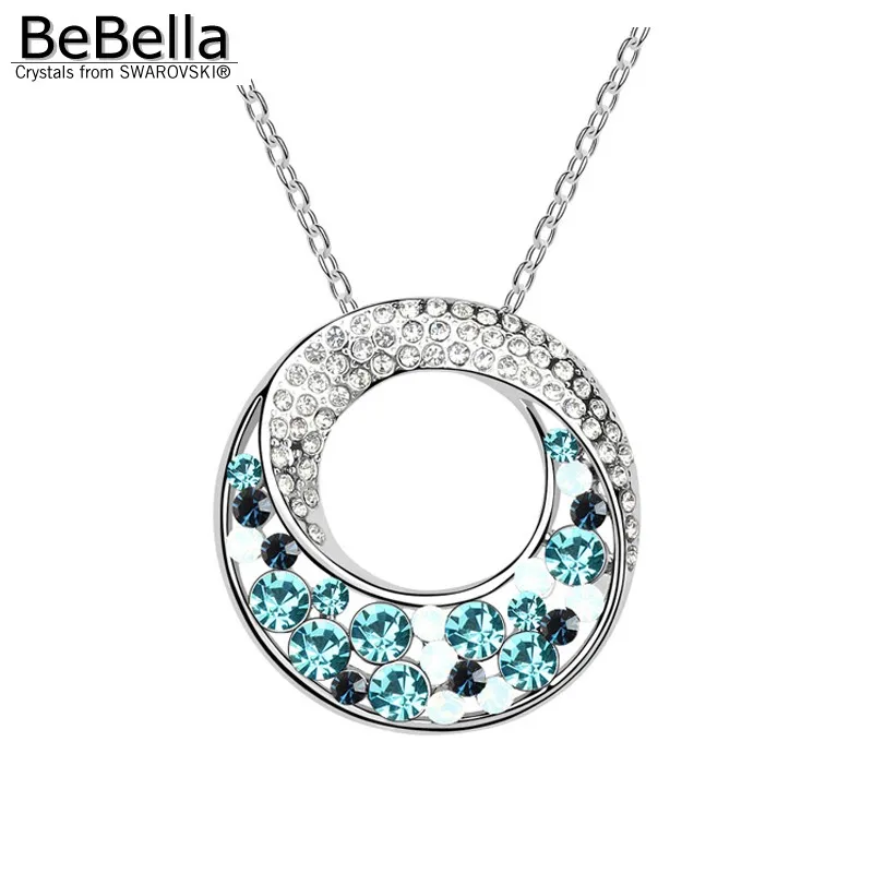 

BeBella crystal wreath circle pendant necklace with crystals from Swarovski jewelry for women girls Birthday Christams gift 2018