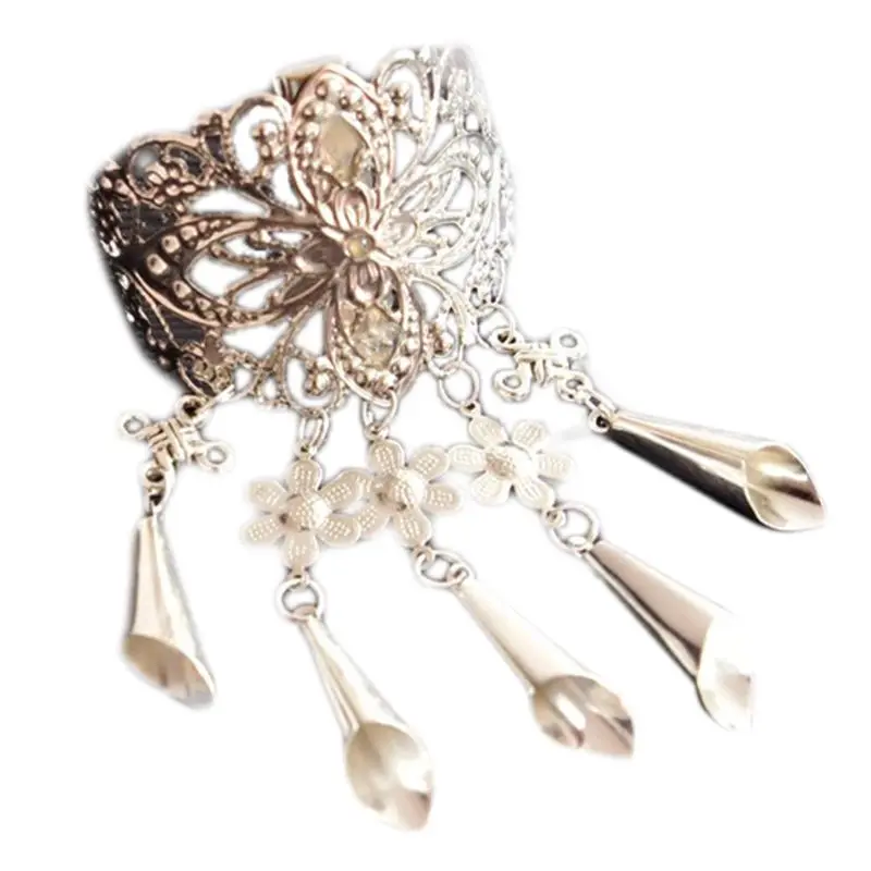 

Women Ancient Chinese Style Metal Alloy Hair Clips Hollow Out Carving Floral Hairgrips Long Tassels Pendant Alligator Hairpins C