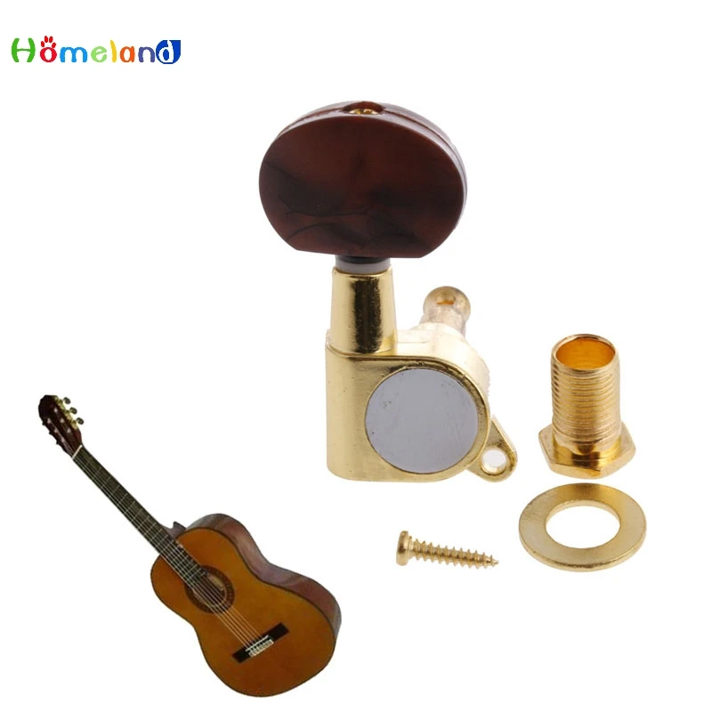 1 Set Red Pearl Knob Enclosed Acoustic Guitar String Tuning Pegs Tuners