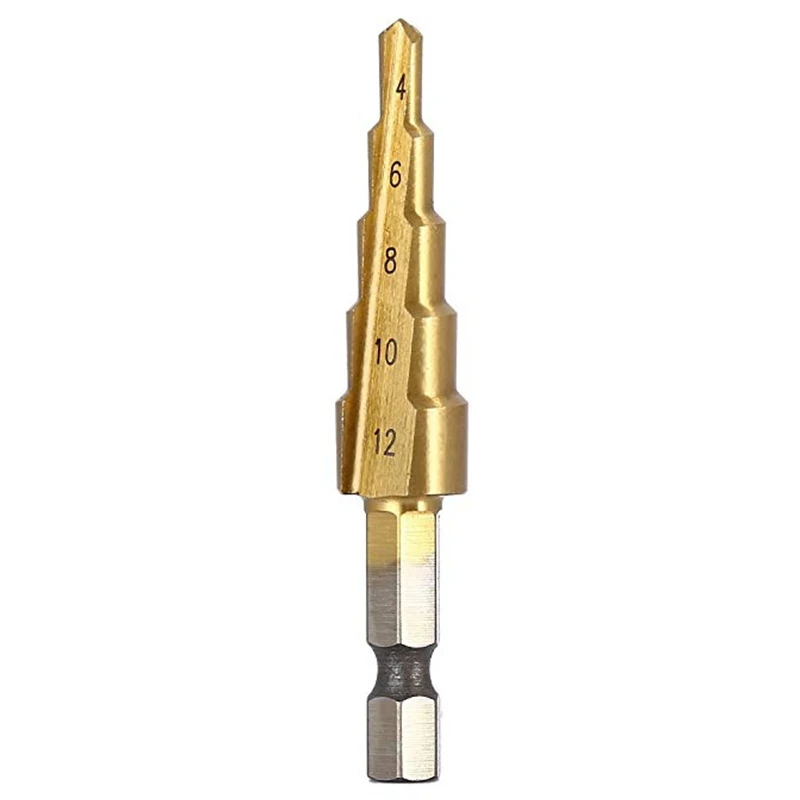 QUK Step Drill Bits Set 3-12mm 4-12mm 4-20mm 3pcsset Titanium HSS High Speed Wood Metal Drilling Power Tool Accessories5