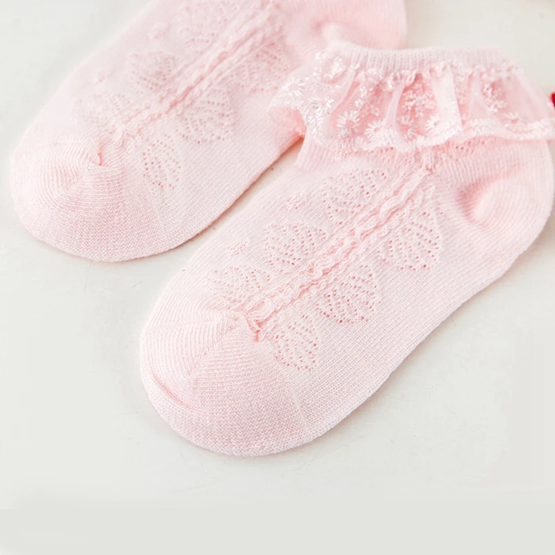 Короткие кружевные носки с цветочным принтом для маленьких девочек хлопковые носки для новорожденных малышей