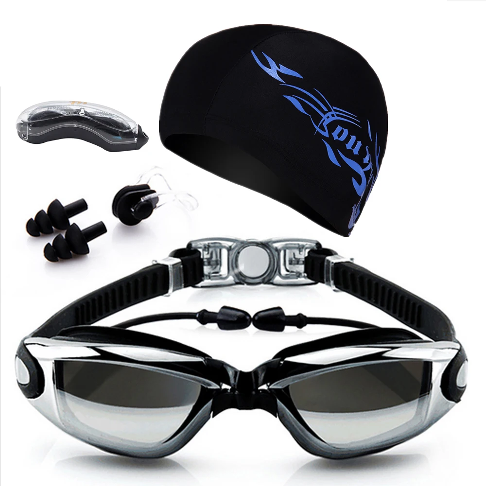 Buy Swimming Goggles With Hat Ear Plug Nose Clip