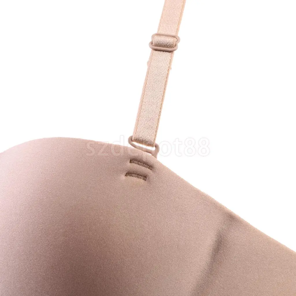 Без бретелек Холтер шеи невидимые ремни Bralette Свадебный бюстгальтер пуш-ап C бежевый