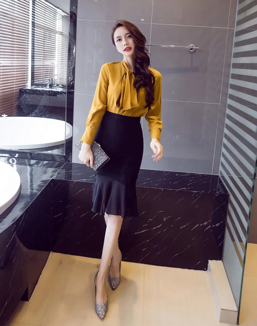 Женские красные юбки, осень, элегантная сексуальная юбка с высокой талией, эластичная облегающая юбка для офиса, для девушек, официальная зимняя черная юбка-карандаш размера плюс