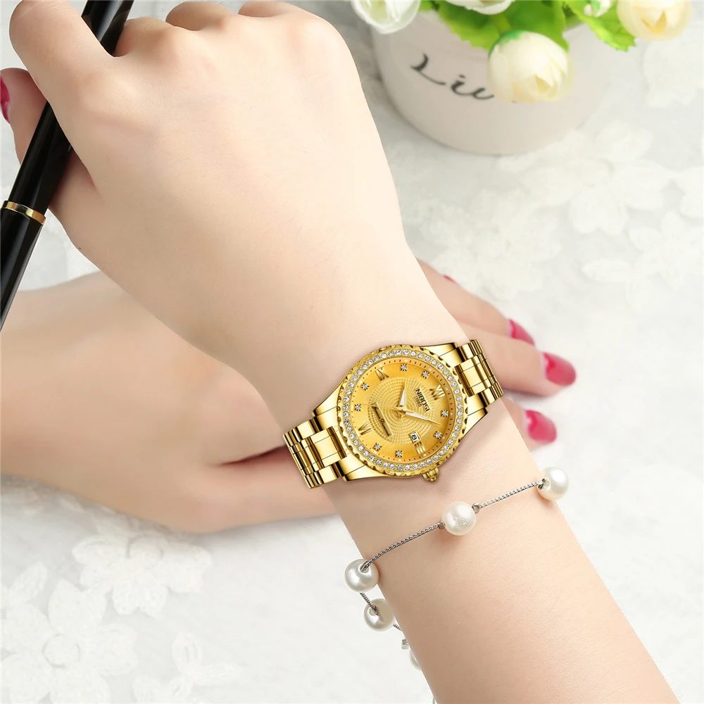 NIBOSI часы для влюбленных мужские и женские часы Relogio Feminino лучший бренд класса люкс Женские часы золотой подарок Уникальные кварцевые