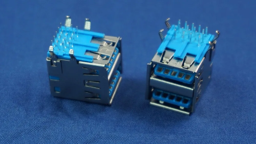 10 шт. 2 порта USB 3 0 разъем A Тип гнездо правый угол через отверстие 18 контактов синий