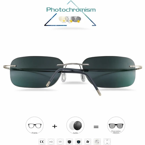 Silver Myopia -2.00 Титан очки без оправы, очки для близорукости, фотохромные очки Для мужчин Для женщин Хамелеон очки с диоптриями-1,0 1,5 2,0 2,5 3,0 - Цвет оправы: Silver Myopia -2.00