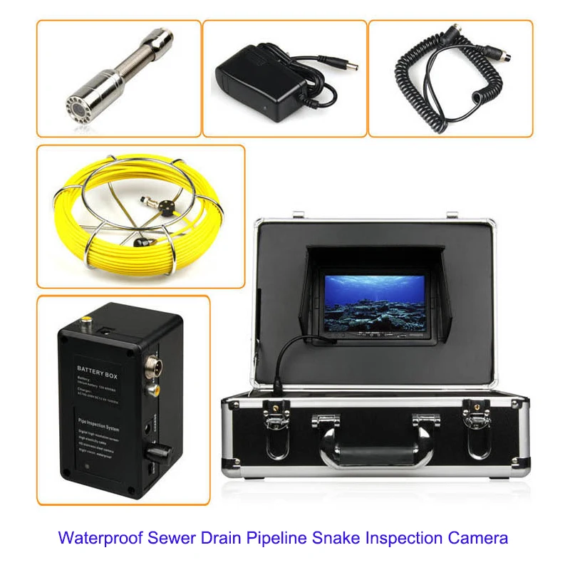 

Waterproof Underwater Sewer Drain Pipeline Snake Inspection Camera,Plumbing Snake Camera 30m Cable DVR Recorder