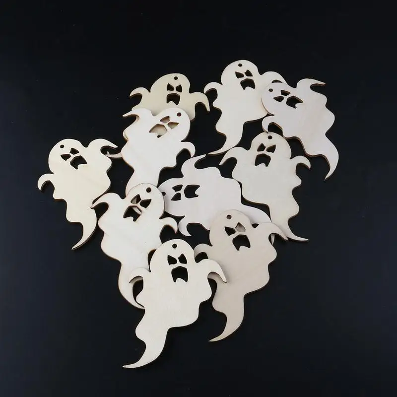 10pcs wooden embellishments halloween decoration wrathful ghost pattern pendant festival party decorationchina mainland