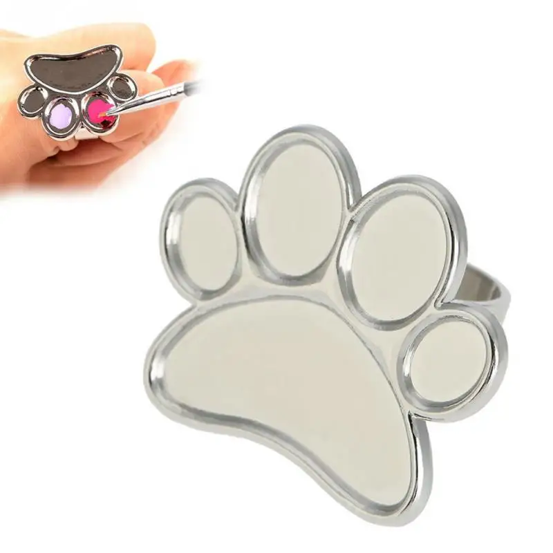 

New 1Pc Mini Nail Art Finger Support Ring Palette Dish UV Gel Polish Painting Drawing Paint Color Pigment Metal Holder Plate*