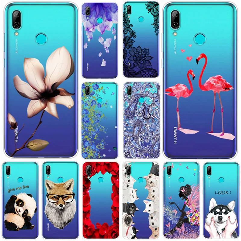 

For Huawei P Smart 2019 Case Cover Transparent Printed Silicone TPU Coque For Huawei P Smart 2019 POT-LX1 POT-LX3 Case ky104