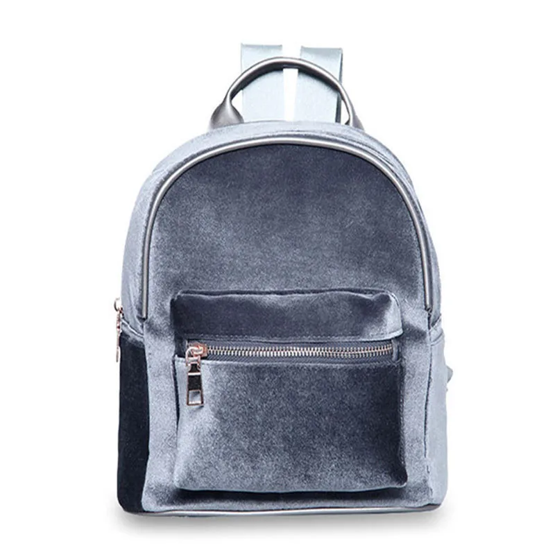 

2017 high quality velvet backpack casual small zipper patchwork designer shopper bag light bags mochilas mujer