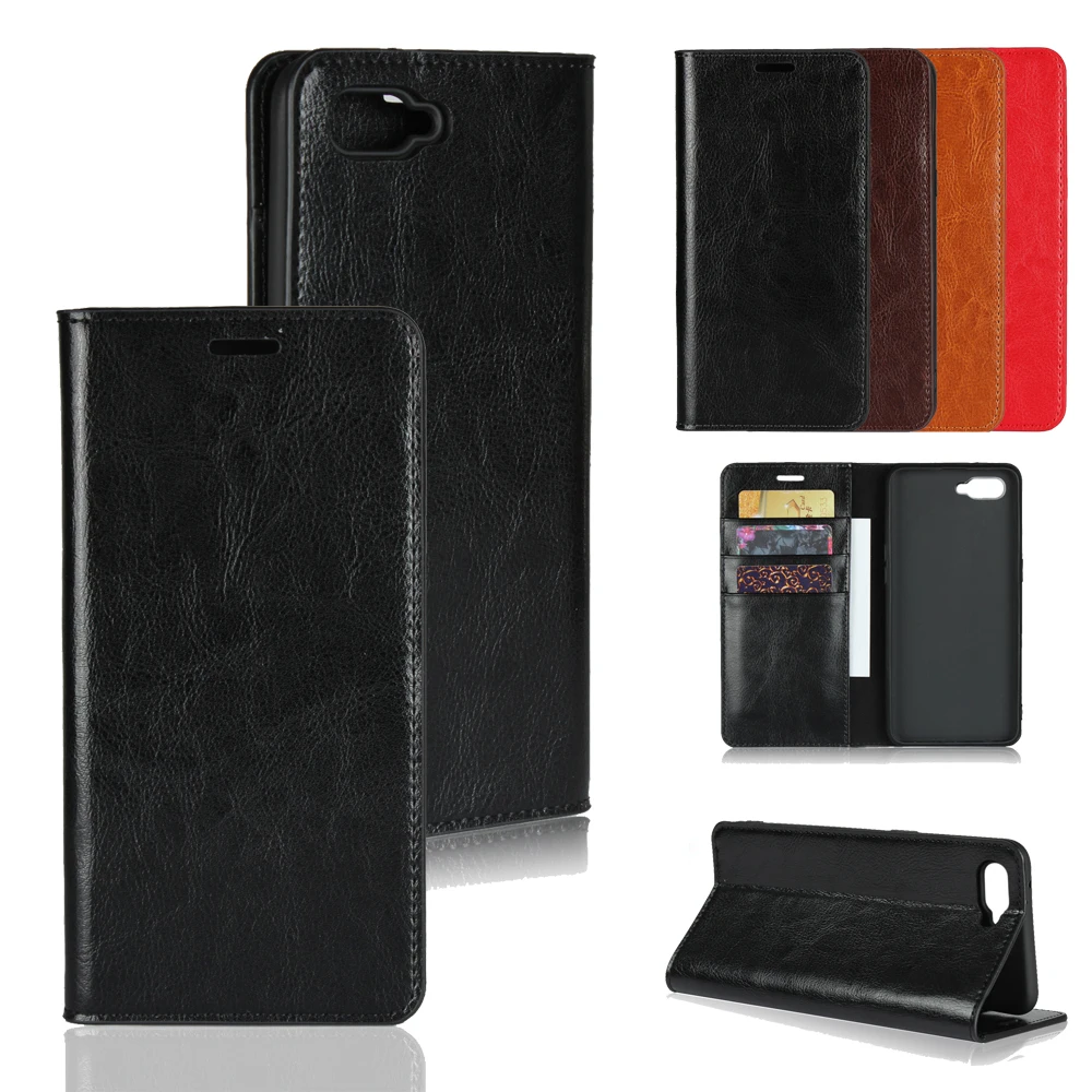 

LUCKBUY Luxury Genuine Leather Wallet Phone Cases Coque for OPPO R17 Series R17 NEO R17 PRO Slim Business Style Book Cases Cover