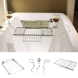 Удобный Регулируемый Многофункциональный органайзер для душа металлический Гладкий держатель для вина подставка для ванны выдвижной