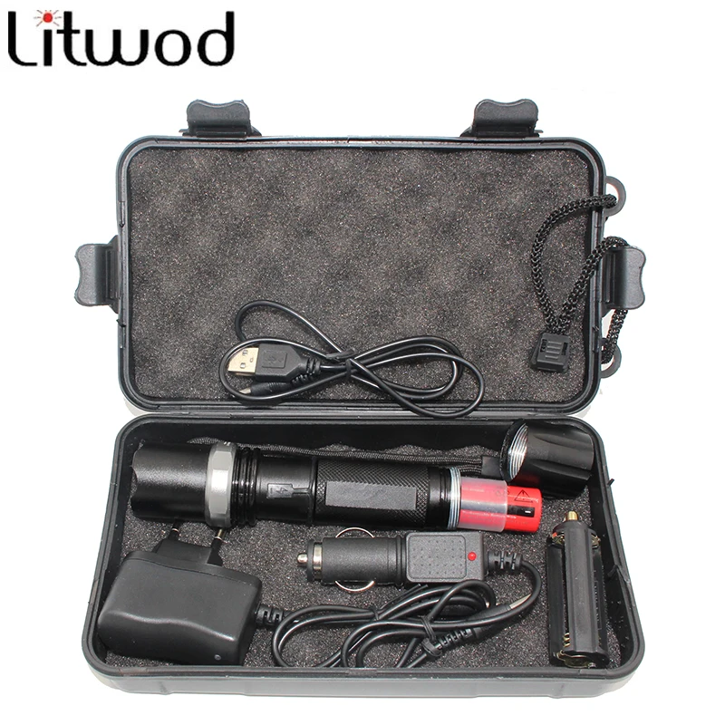 

Z30 CREE XM-L2/T6 zoomable led flashlight rechargeable led torch tactical lamp lantern flashlight with different ccessories