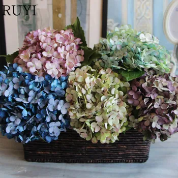 

High quality Bouquet Artificial Ink Painting Hydrangea Silk Fower Amazing Colorful Decorative Fower For Wedding Party