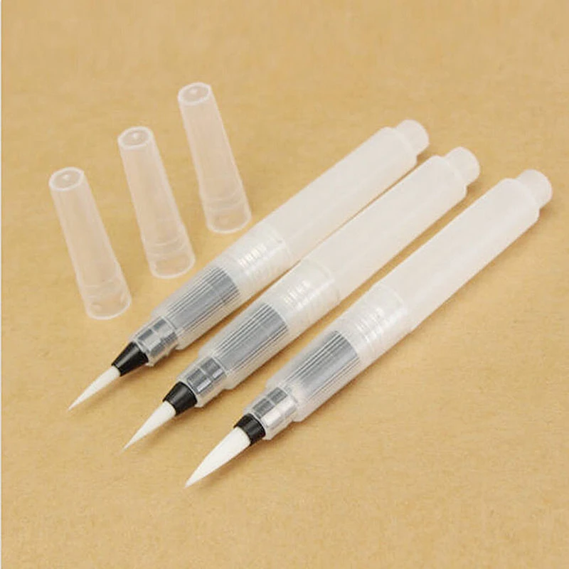 1pc Refillable Soft Water Brush Ink Pen Watercolor Calligraphy Painting Drawing Illustration Marker Pen S M L