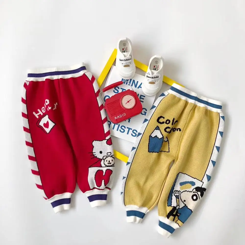 

Autumn winter kids pants fashion boys girls cartoon knitted pants