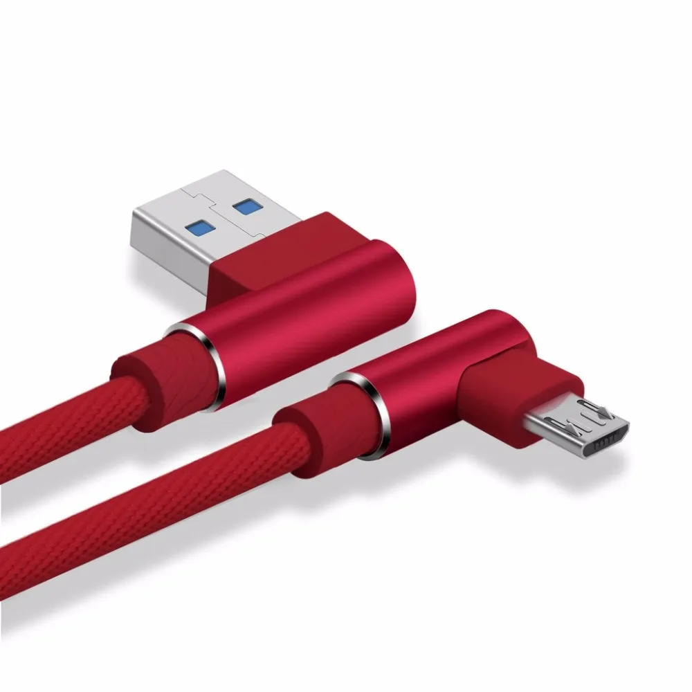 Прочный правый угол Micro USB кабель для передачи данных в оплетке Длина длиной 1 м