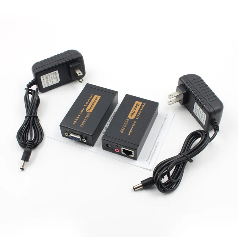 

100M Audio and Video VGA RJ45 Extender Over Single CAT5e / 6 1080 P Extension Adpater Lightning Protection 2pcs#1