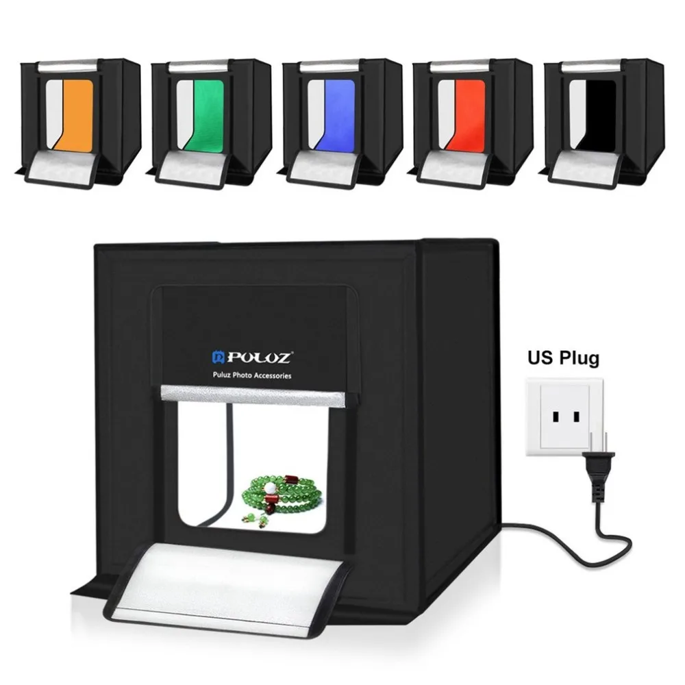 

PULUZ 40CM folding studio LED highlight dimming professional photo soft box Send 6 color background cloth