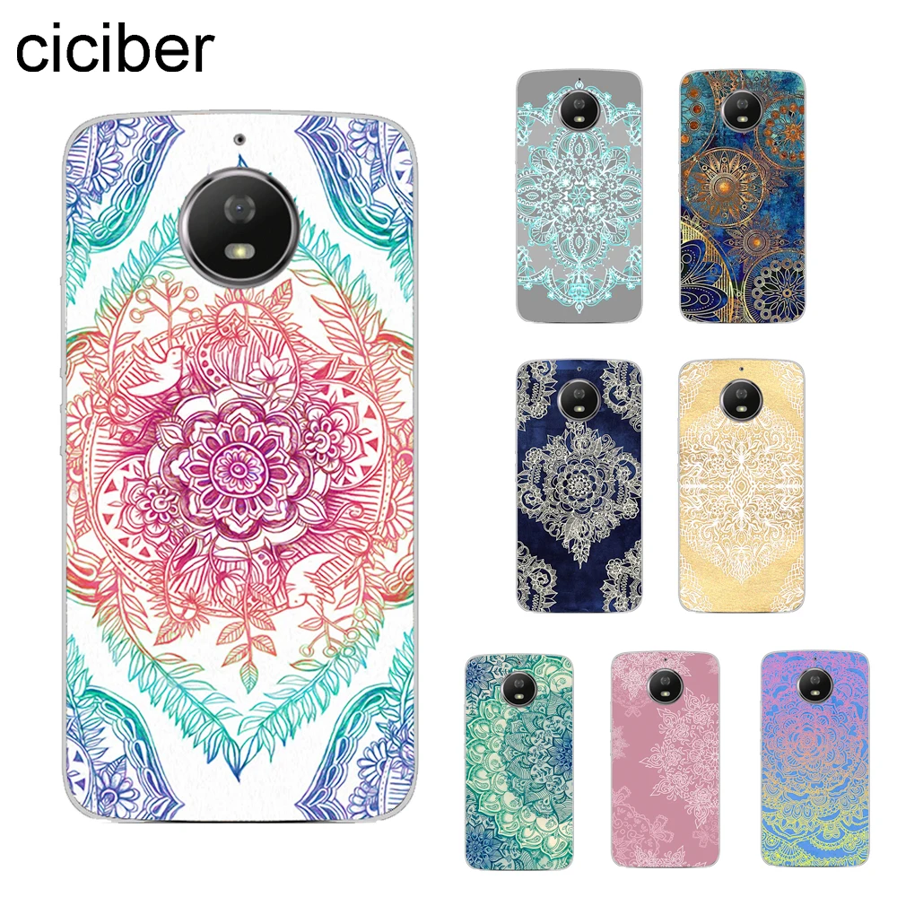 

ciciber Floral Mandala Cover For Motorola Moto C Z2 Z3 ONE G4 G5 G5S G6 E4 E5 Play Plus Power X4 Phone Case Soft TPU Fundas Capa