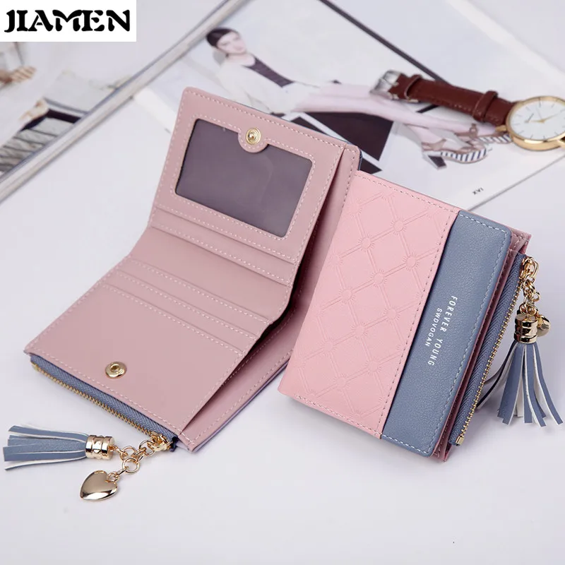 

JIAMEN Leather Nova Women Small Wallet Mini Women Wallets Purses Female Short Coin Zipper Purse Fashion Credit Card Holder