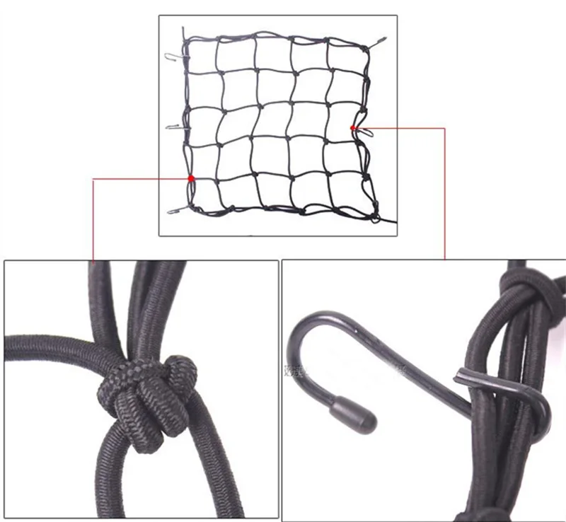 GSPSCN 40*40cm Motorcycle Helmet Net Fuel tank Nets 25 Mesh Strap Cable for Storage Carrier Bags,Cargo Fix Net for Sundries Net