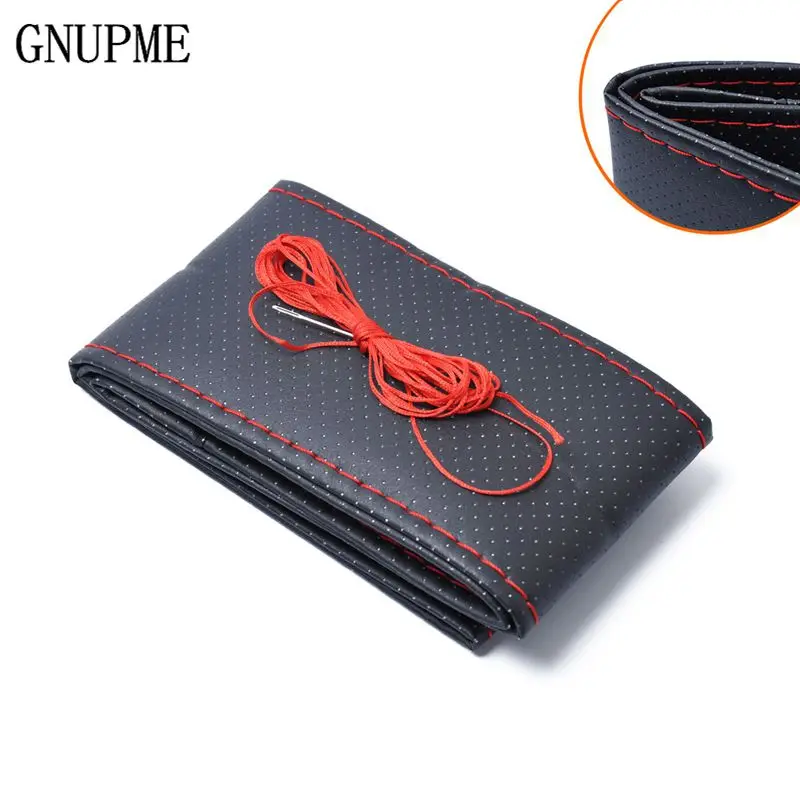 

GNUPME Quality DIY Universal Steering Wheel Soft Faux Leather Steering Wheel Cover 38cm Universal With Needle and Thread