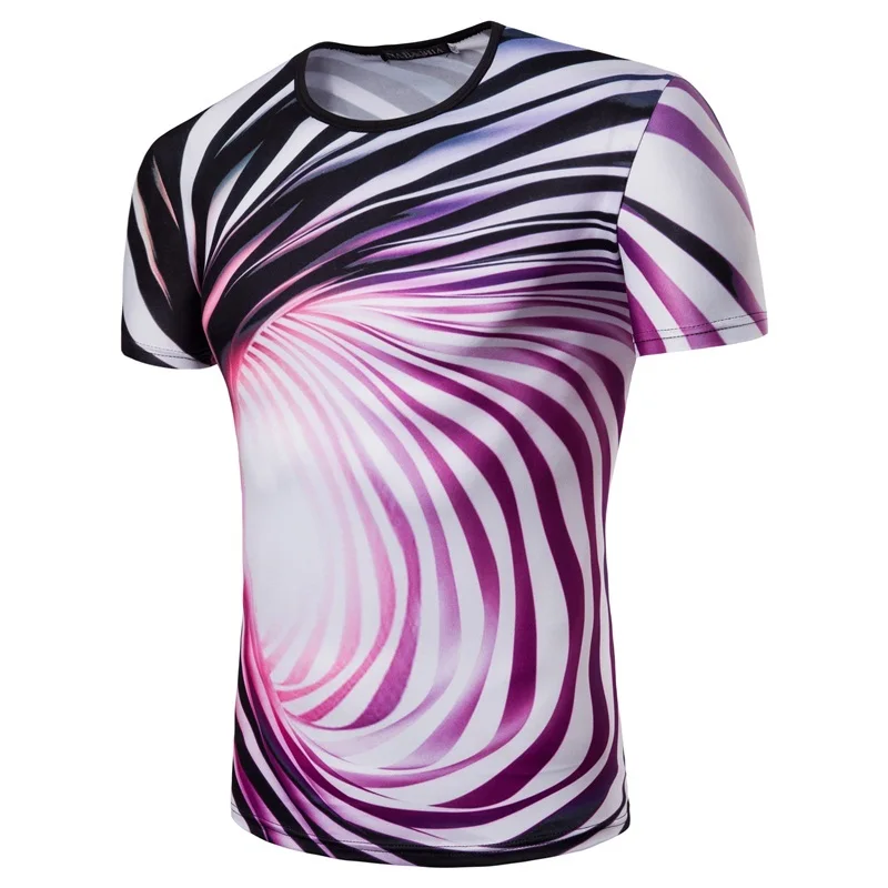 

Summer New O-Neck Swirl Figure Slim M-2XL Fashion Casual Men's T-Shirt Loose Large Sleeves Personality Youth Vitality