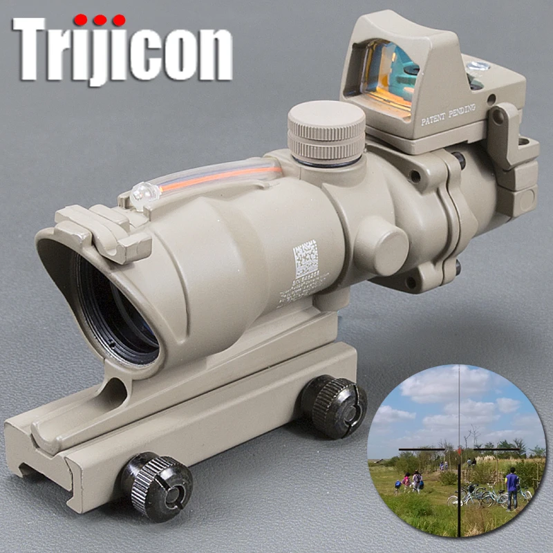 Acog 4x32 Tan Tactical Real Fiber Optic Red Illuminated Collimator Red Dot Sight Hunting Riflescope Riser Scope Acog 4x32 Tan Tactical Real Fiber Optic Red Illuminated Collimator Red Dot Sight Hunting Riflescope Riser Scope