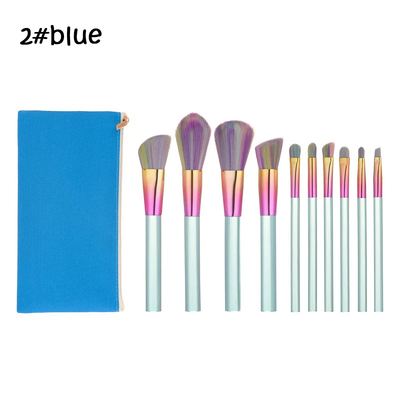 

10pcs/set Pro Makeup Brushes Set Foundation Blending Eyeshadow Contour Blush eyebrow nose lip brush cystal clear acrylic wh
