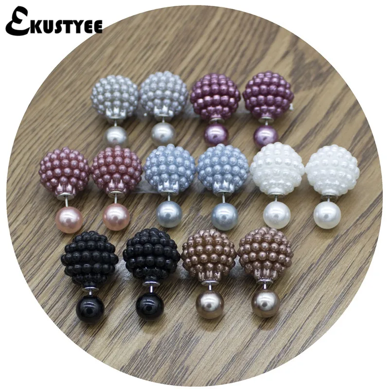 

6 Pairs/Lot Mix Color Wholesale Brand Jewelry Double Pearl Stud Earrings for Women Statement for Christmas Gift for Woman