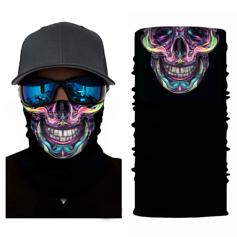 Nuoxintr Magic Head Face Mask Seamlessly Skull Halloween Scarf Mask Windproof Biker Motorcycle Scarf Outdoor Bandana Headband
