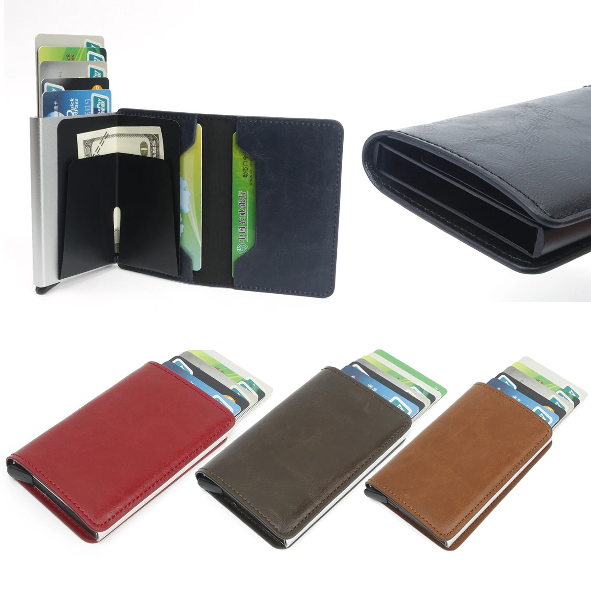 2019 New RFID Blocking Metal ID Credit Card Holder Money Cash Clip Mini Men Wallet Business ...