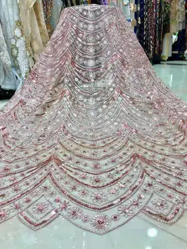 

New design quality sequins French mesh African lace fabric Nigeria lace suitable for dress skirt DIY clothing Soft texture