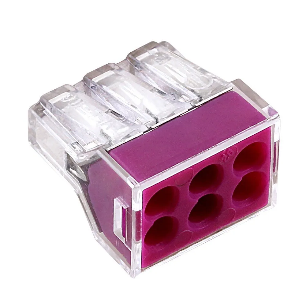 (10pcs/lot) PCT-106 Building wiring terminal connector 6 Pin wire 0.75-2.5mm2 connectors 773-106 Transparent | Обустройство дома