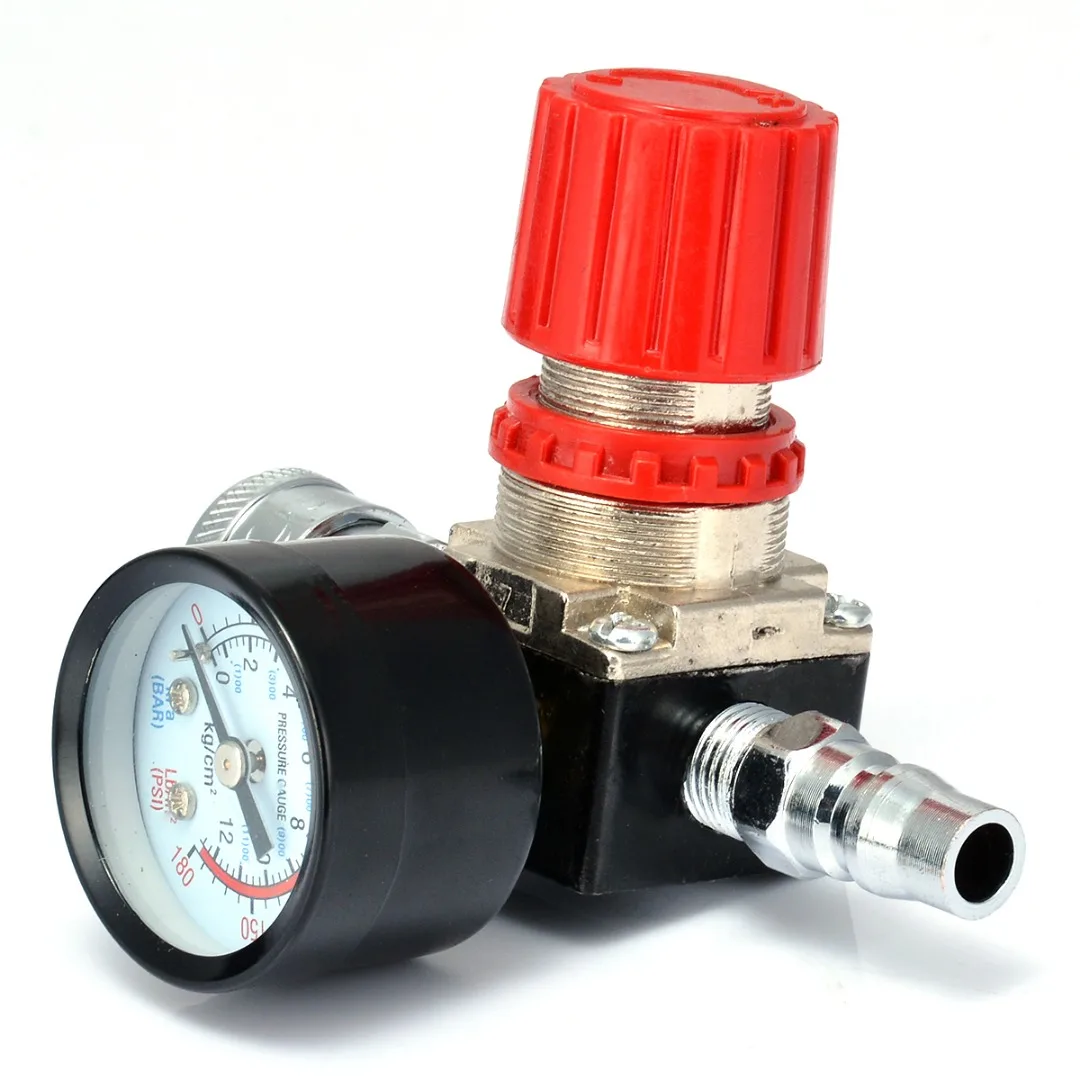 1pc 180PSI 12 Bar Pressure Regulator  Switch Control Valve with Gauges 1/4" For Air Compressor