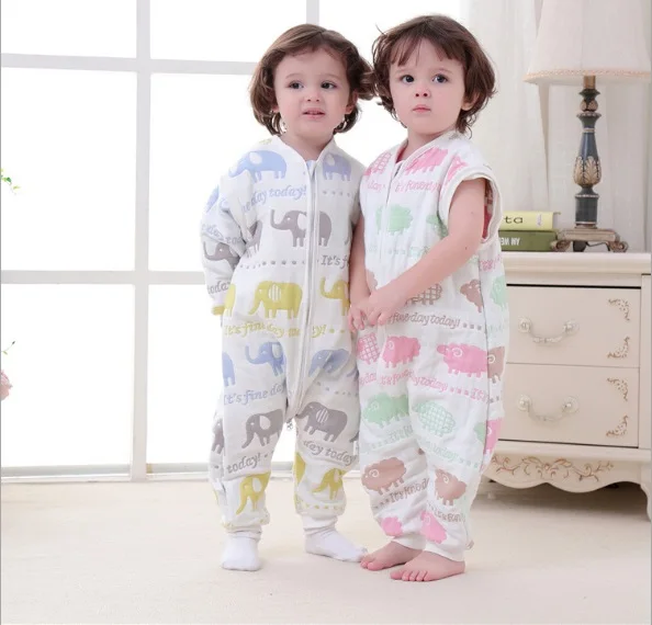  Muslin Baby Sleeping Bag Winter 6 Layers Cotton Kids Long Sleeve Sleepware 0-5 years Children Cotto
