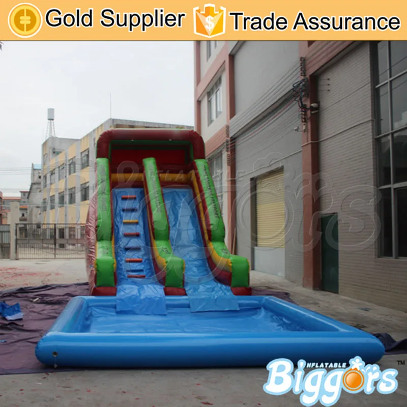 

China Factory Price Water Slide With Pool For Fun PVC Cloth Commercial Use
