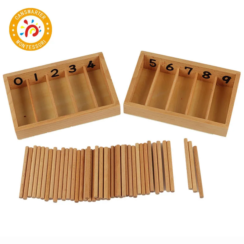 

Montessori Children Teaching Aids Wood Math Toy Spindle Box With 45 Spindles Numbers Materials Toy Educational