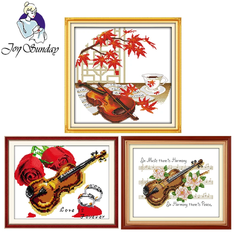 

Joy Sunday,Violin,cross stitch embroidery set,printing cloth embroidery kit,cross stitch needlework,cross stitch pattern