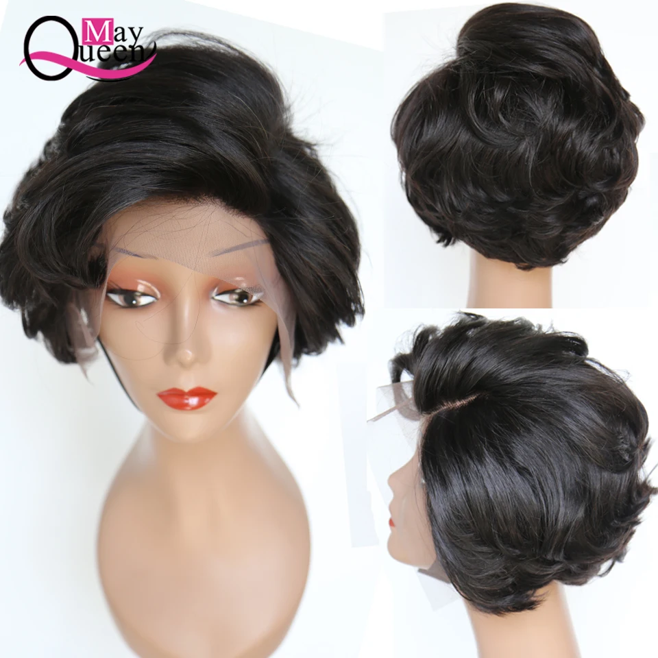 Brazilian Short Bob Pixie Cut Wig Lace Front Human Hair Wigs For Black Women Pre Plucked Hairline Remy Free Shipping